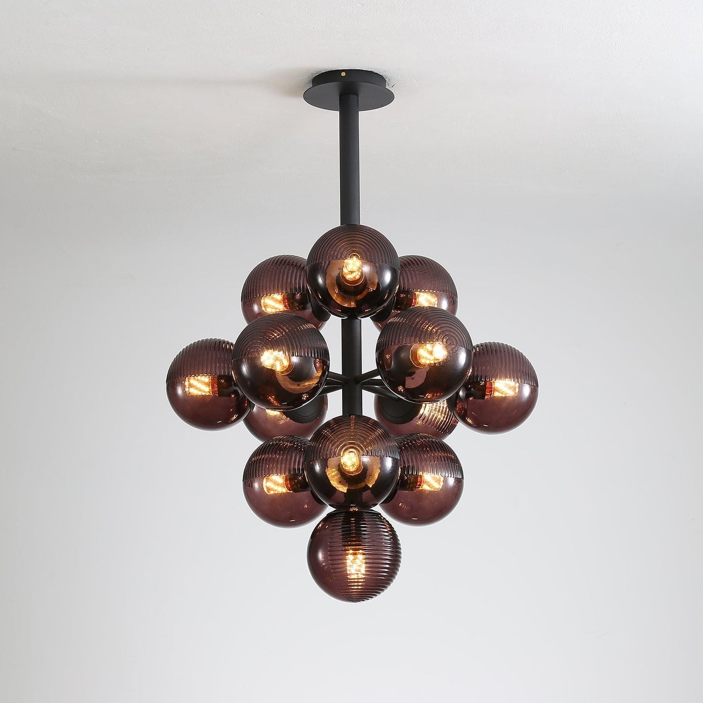 Grape Pendant Lamp Black Glass Cluster Ceiling Light | Decorative Sculptural Design | G9 LED Compatible | Statement Indoor Lighting