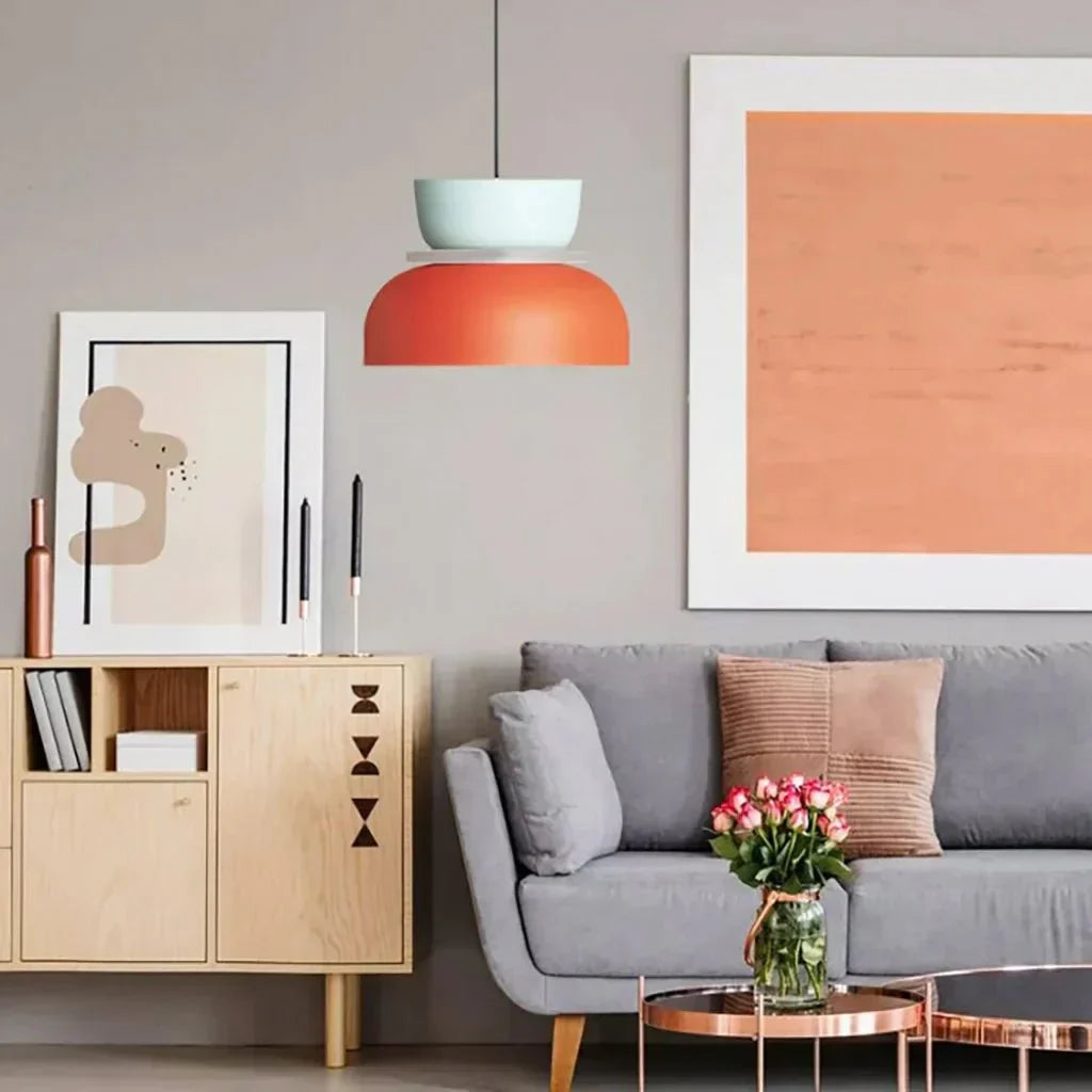 Dulcy Color Block Scandinavian Pendant Lamp | E27 LED Compatible | Metal & Acrylic | 5–10 m² Indoor Lighting