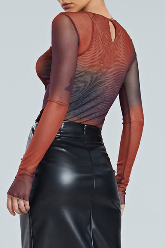 Violeta - Chic Sheer Tie Dye Women's Long Sleeve Top