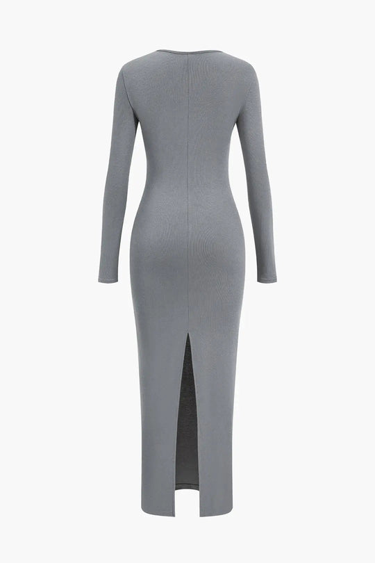 Brianna - Bold Neckline Split Women's Formal Maxi Dress