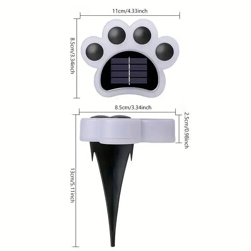 Wireless Solar Paw Garden Lights 4-Pack | LED Solar Ground Spot Lights | IP65 Outdoor Decorative Pathway Lighting | Automatic Dusk Sensor Stakes