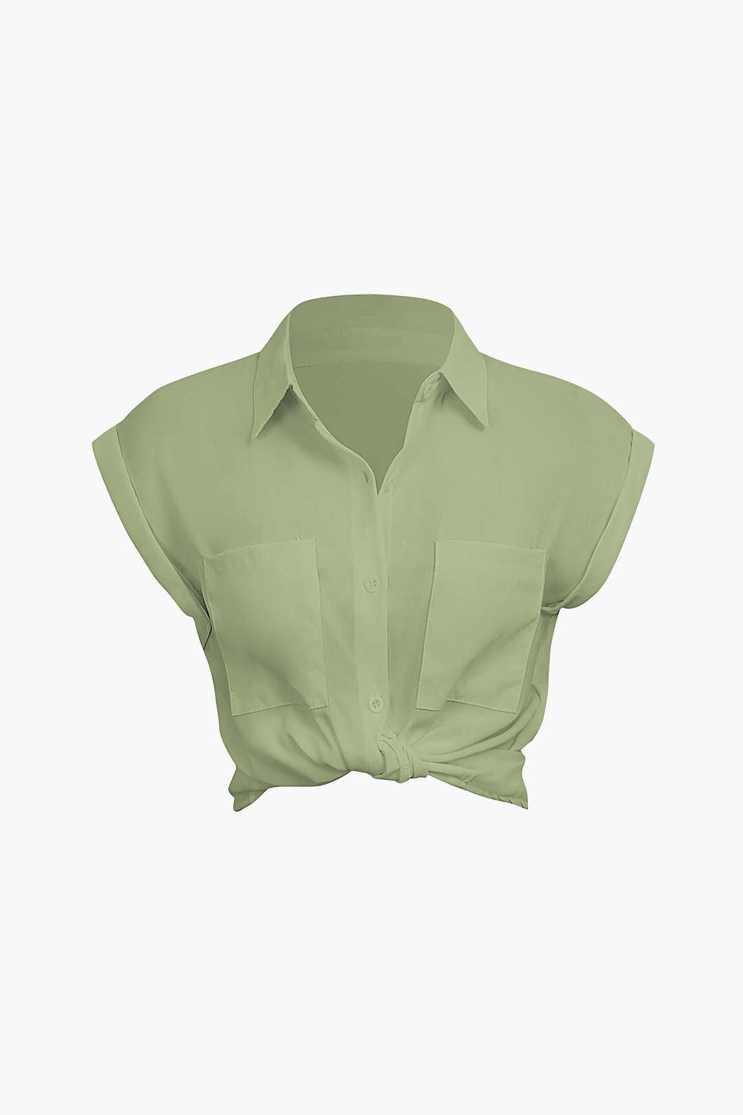 Vittoria - Minimalist Rolled Sleeve Knotted Hem Women's Shirt