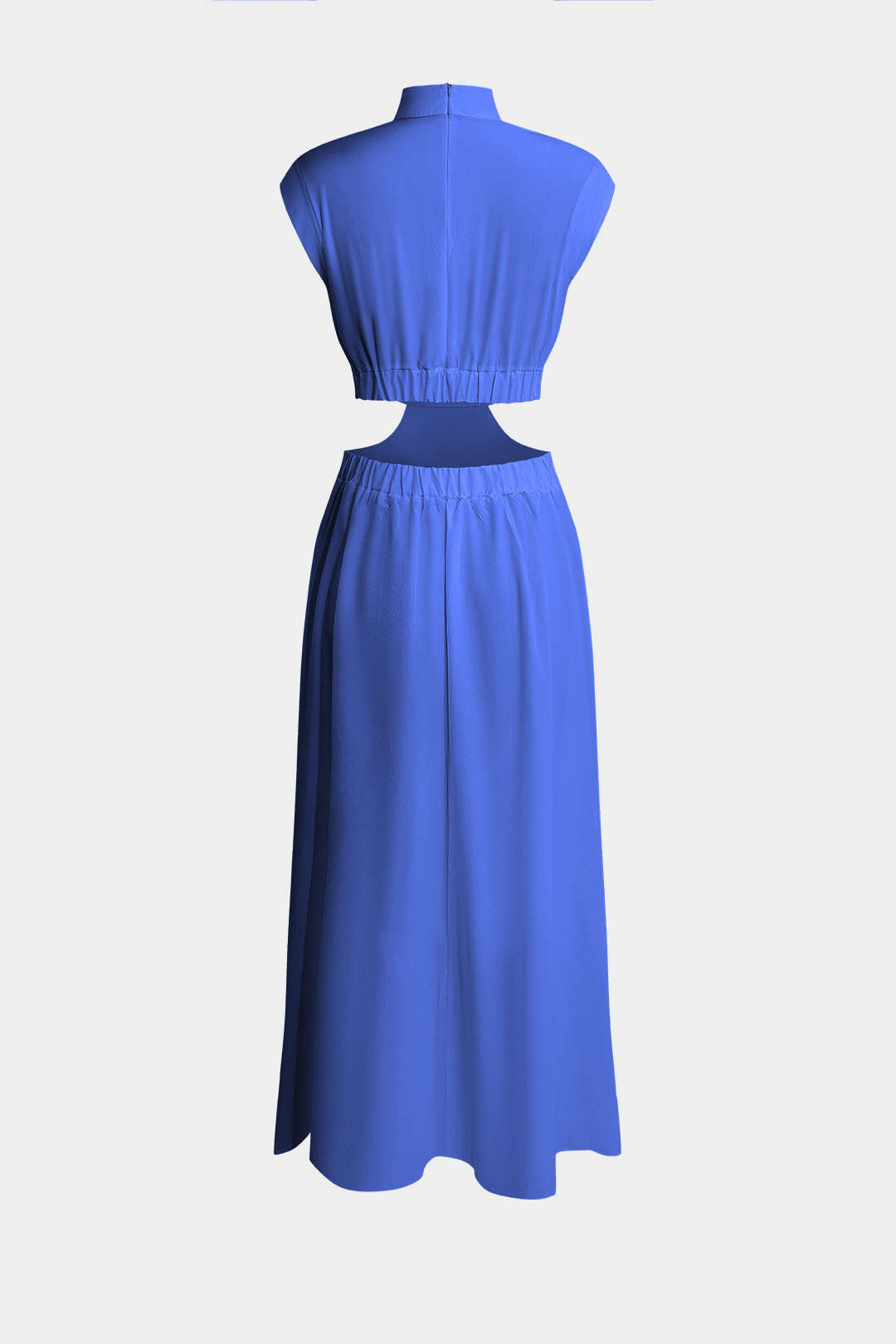 Mock Neck Cut Out Pleated Maxi Dress 