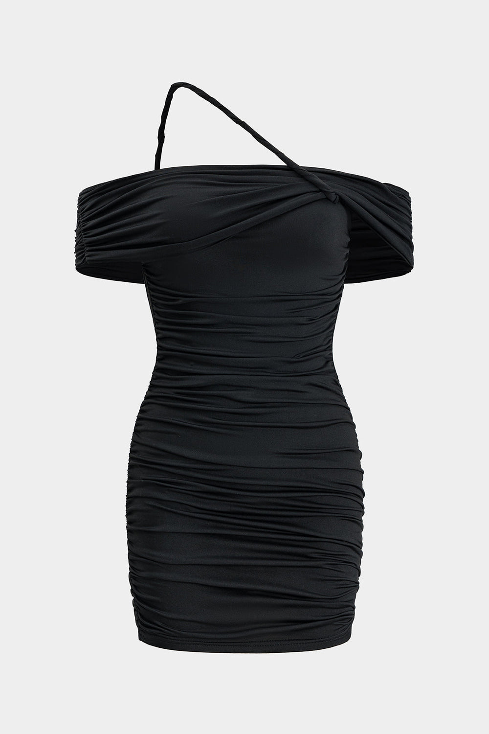 Ruffled Off-Shoulder Cut-Out Mini Dress 