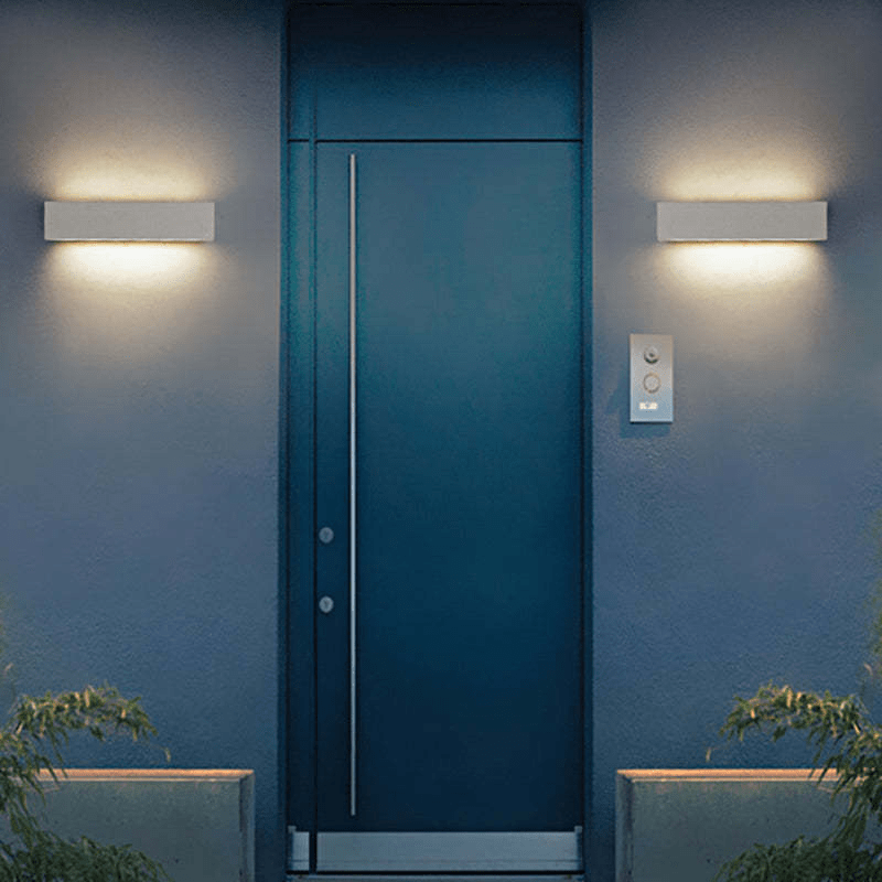 Modern Outdoor Wall Lamp Up & Down Light | Cement Design | Warm White LED Strip | 220V AC | Weather-Resistant Facade Lighting