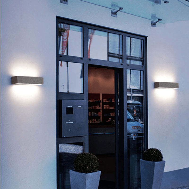 Modern Outdoor Wall Lamp Up & Down Light | Cement Design | Warm White LED Strip | 220V AC | Weather-Resistant Facade Lighting