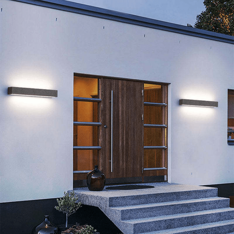 Modern Outdoor Wall Lamp Up & Down Light | Cement Design | Warm White LED Strip | 220V AC | Weather-Resistant Facade Lighting