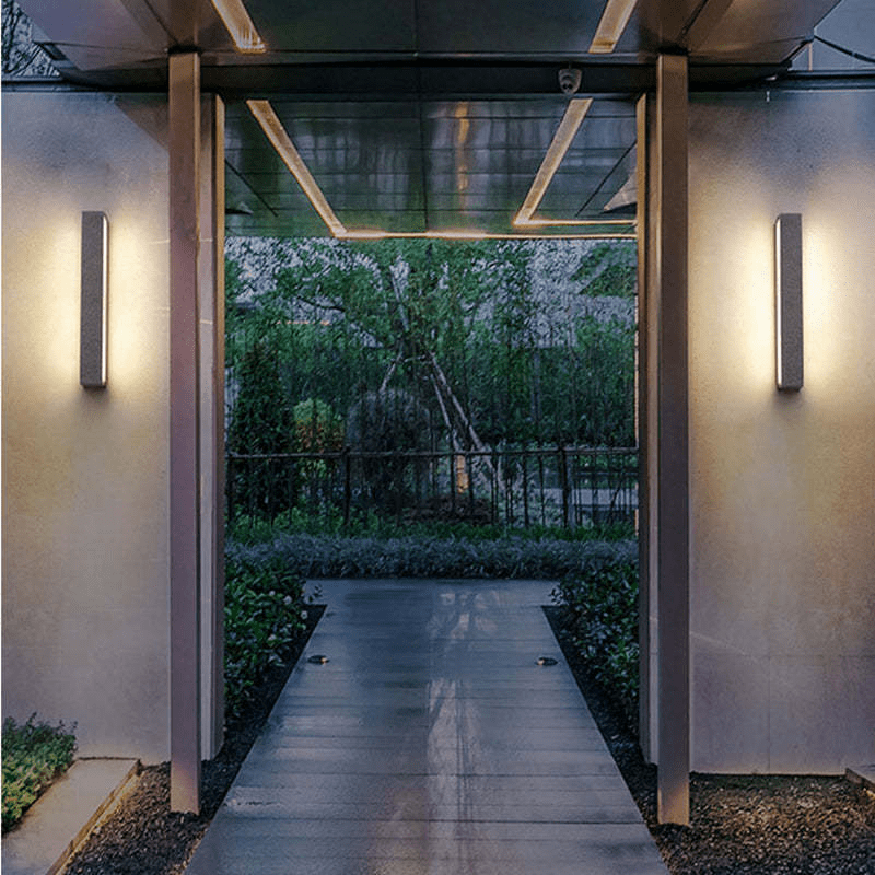 Modern Outdoor Wall Lamp Up & Down Light | Cement Design | Warm White LED Strip | 220V AC | Weather-Resistant Facade Lighting