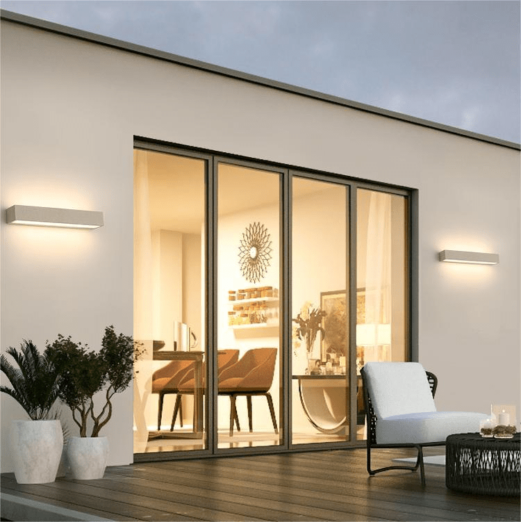 Modern Outdoor Wall Lamp Up & Down Light | Cement Design | Warm White LED Strip | 220V AC | Weather-Resistant Facade Lighting