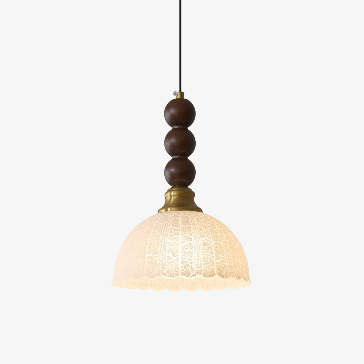 Classic European Style Pendant Lamp | Glass, Wood & Fabric | E26/E27 LED Compatible | Dining & Bedroom Accent | Multiple Sizes