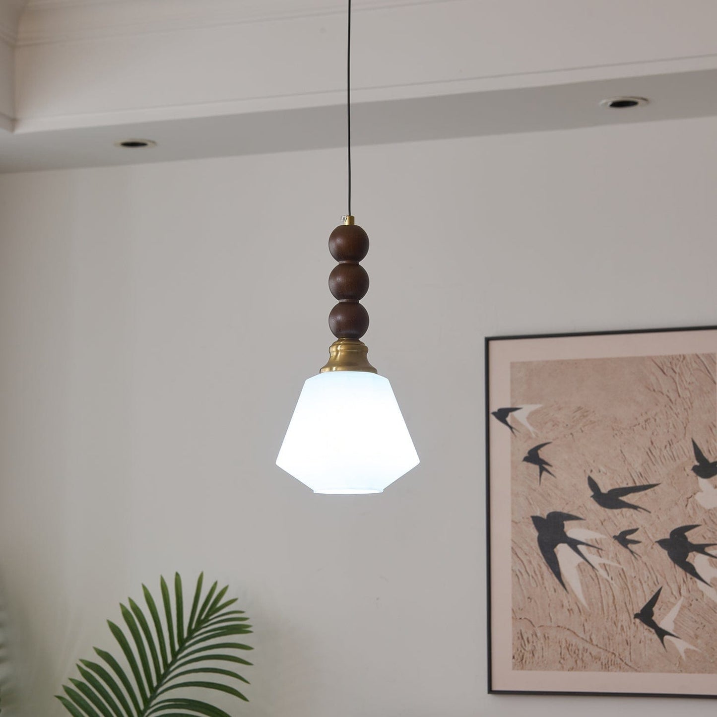 Evandra Pendant Lamp | Glass, Wood & Metal | E26/E27 LED Compatible | Elegant Dining & Living Room Lighting | Multiple Sizes