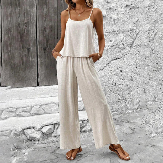 Fayenna - Plain Two-Piece Summer Set 