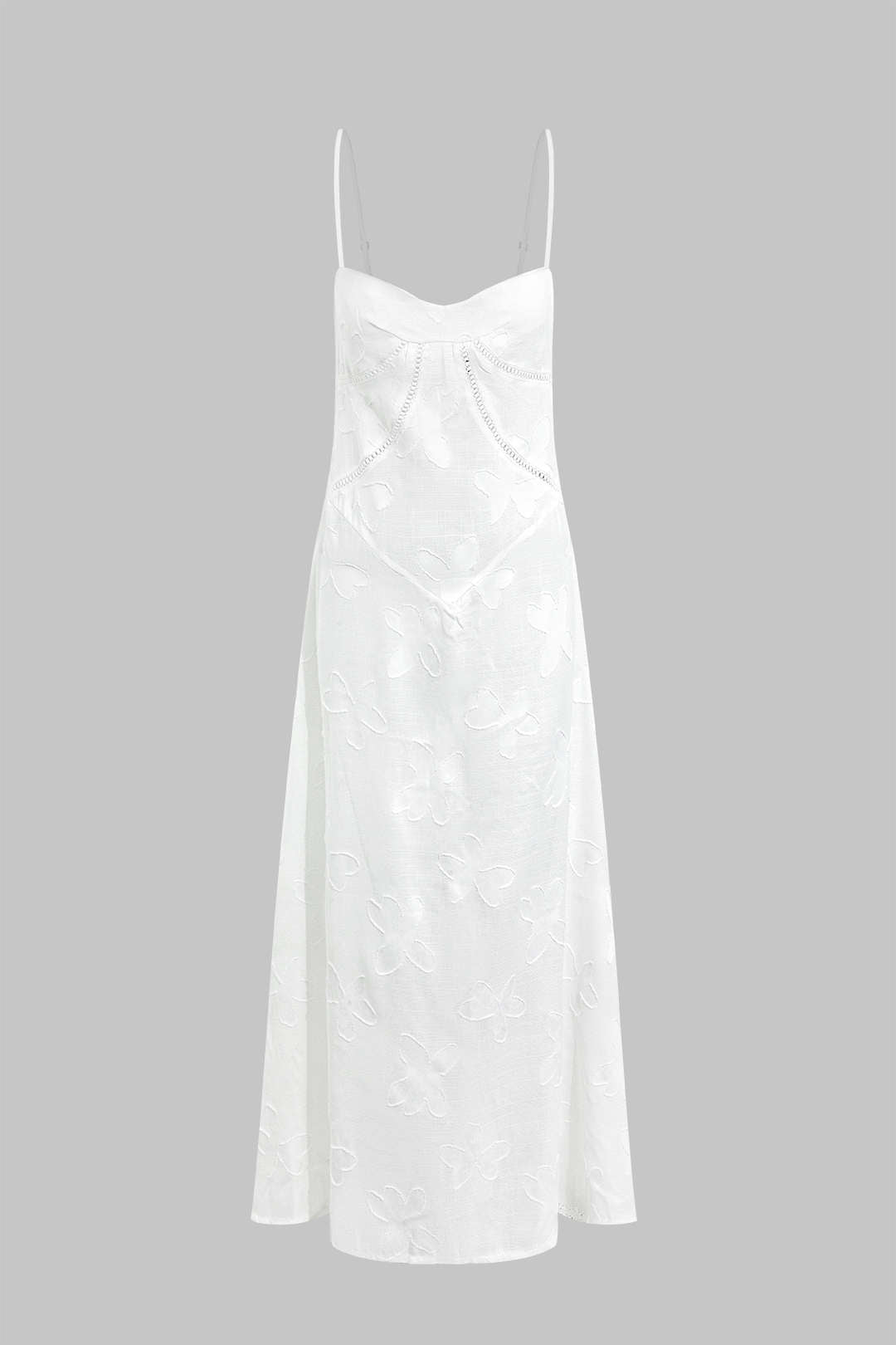 Floral Texture Braided Tie Back Slip Maxi Dress 