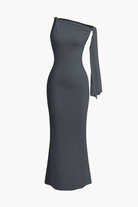 Asymmetrical Twist Knot Mermaid Maxi Dress 