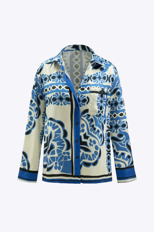 Whitney - Unique Printed Pocket Women's Long Sleeve Shirt