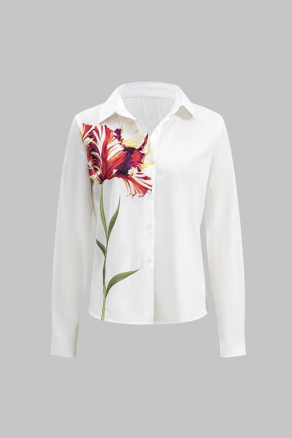Fiona - Floral Print Long Sleeve Women's Shirt