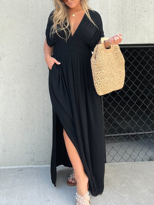 3 Maxi Dress with Split V-neck