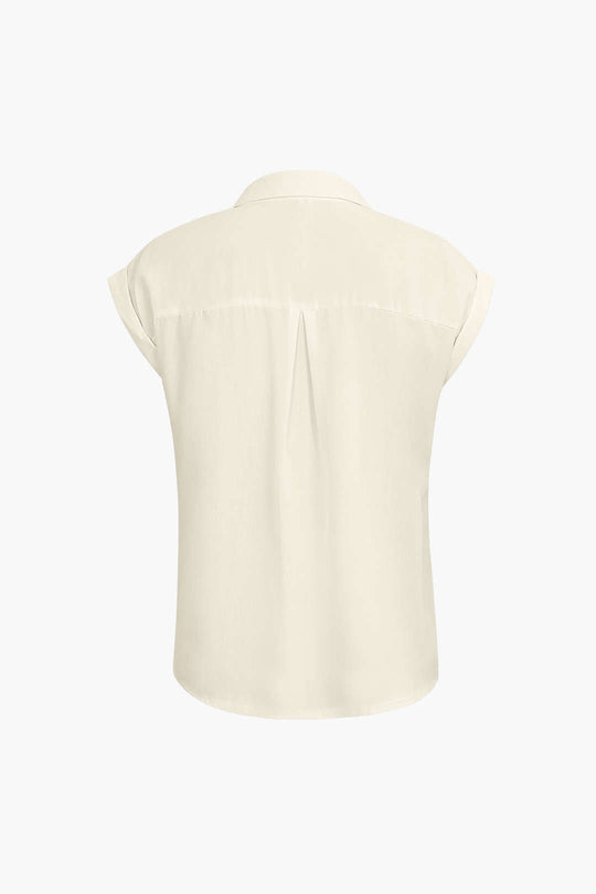 Vittoria - Minimalist Rolled Sleeve Knotted Hem Women's Shirt