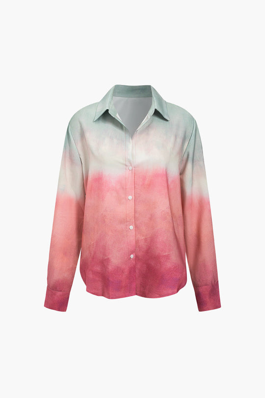 Sorcha - Stylish Ombre Touch Women's Long Sleeve Shirt