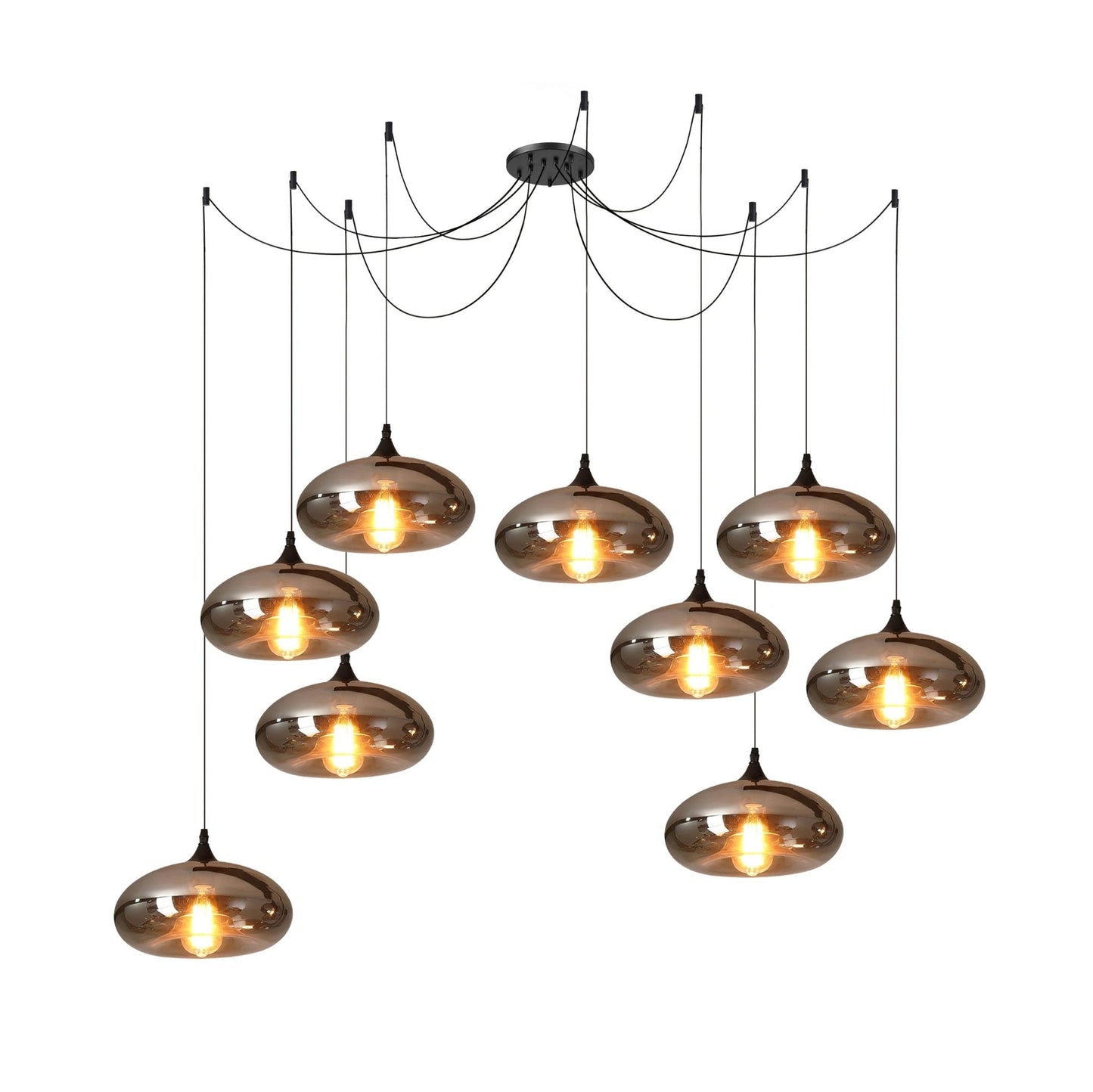Luxury Bottle Glass Pendant Lamp Smoke Glass | Black Metal Finish | E26 E27 Compatible | Adjustable Hanging Rod | Modern Ambient Lighting
