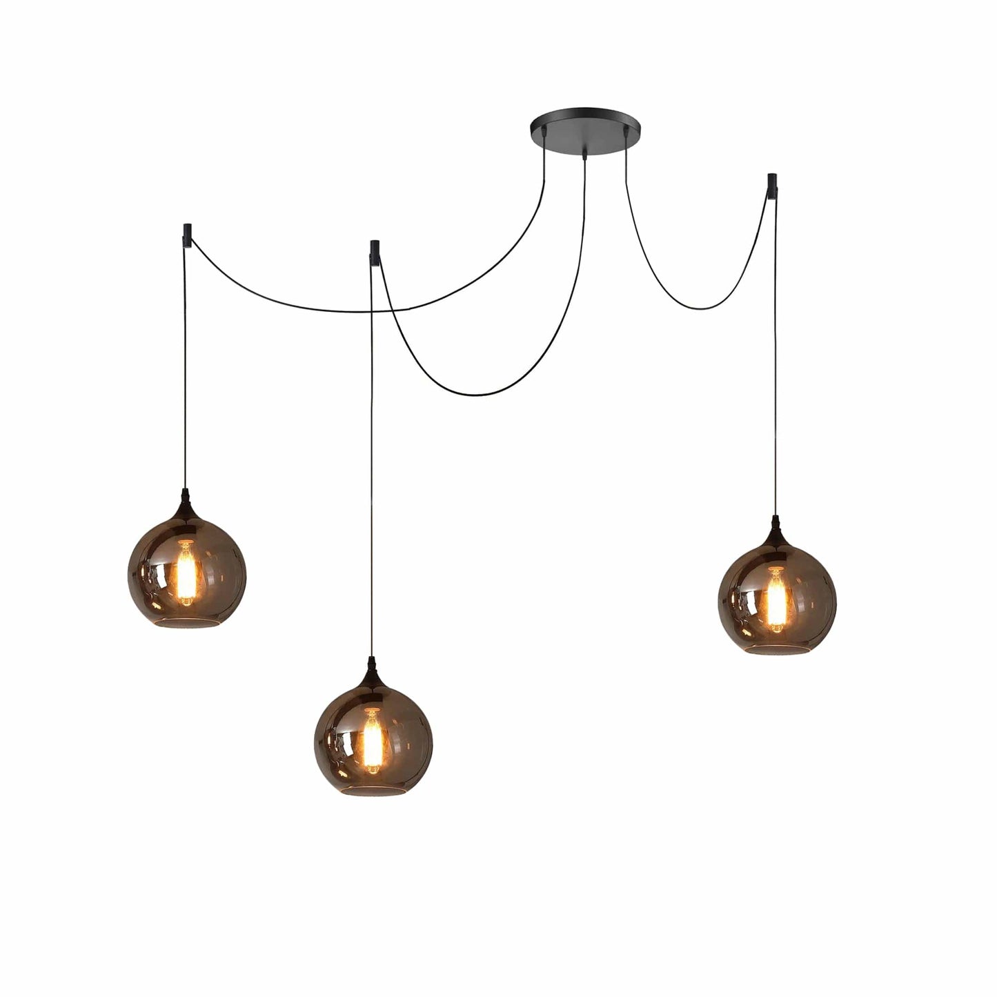 Luxury Bottle Glass Pendant Lamp Smoke Glass | Black Metal Finish | E26 E27 Compatible | Adjustable Hanging Rod | Modern Ambient Lighting