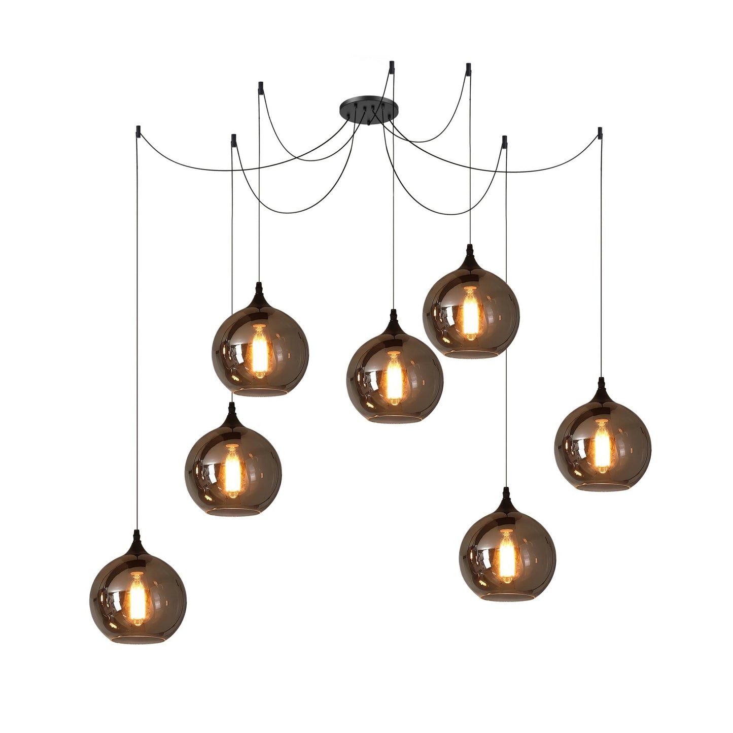 Luxury Bottle Glass Pendant Lamp Smoke Glass | Black Metal Finish | E26 E27 Compatible | Adjustable Hanging Rod | Modern Ambient Lighting