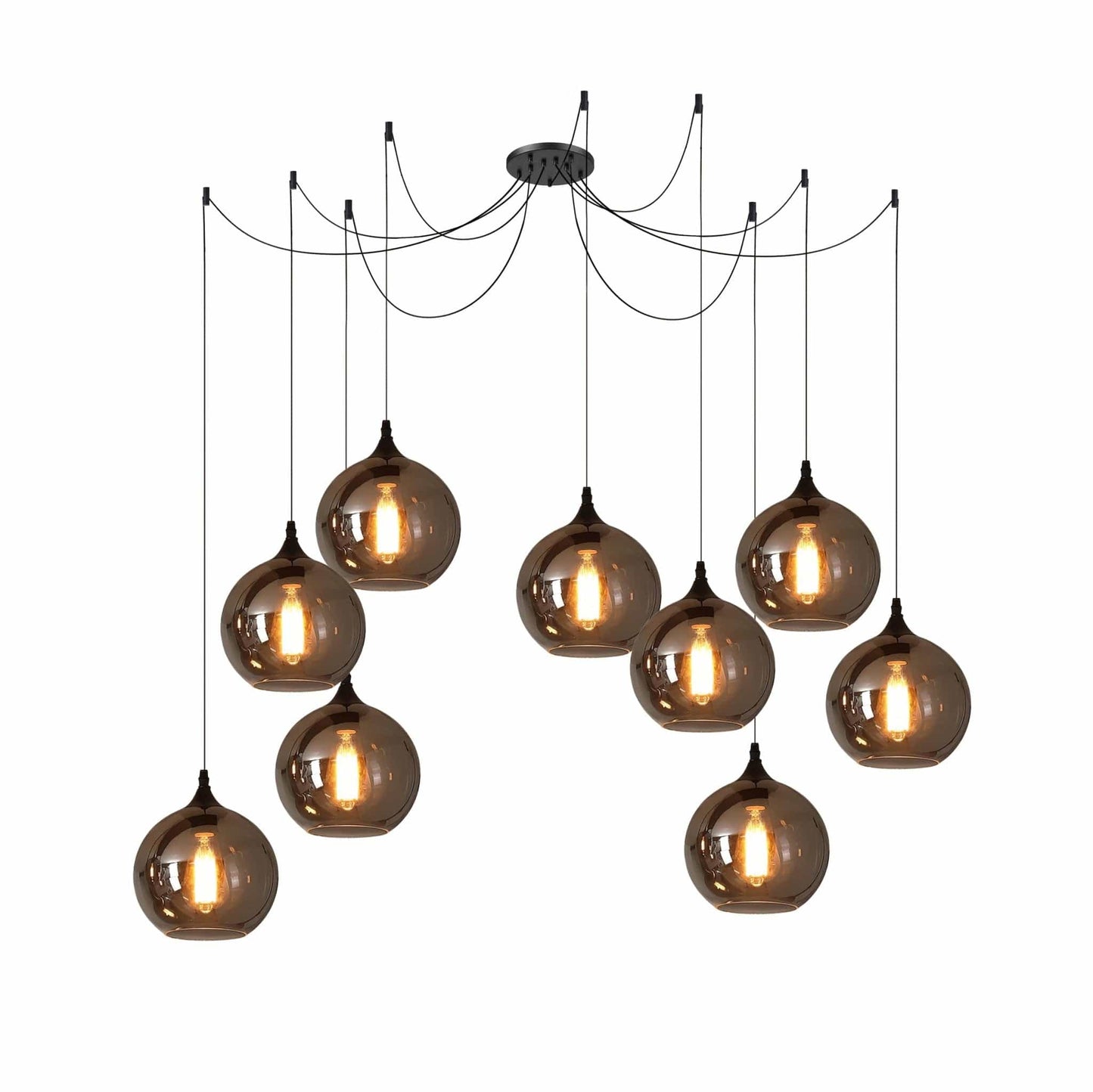 Luxury Bottle Glass Pendant Lamp Smoke Glass | Black Metal Finish | E26 E27 Compatible | Adjustable Hanging Rod | Modern Ambient Lighting