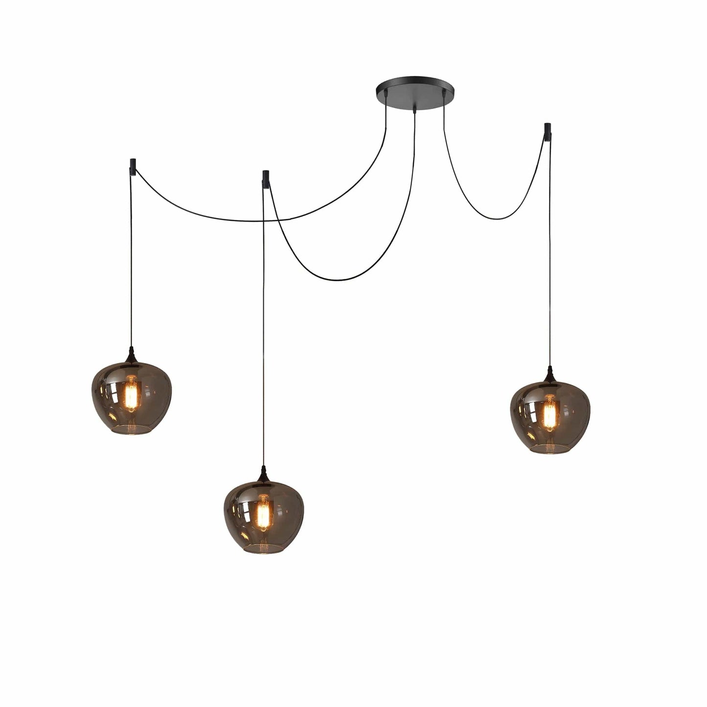 Luxury Bottle Glass Pendant Lamp Smoke Glass | Black Metal Finish | E26 E27 Compatible | Adjustable Hanging Rod | Modern Ambient Lighting