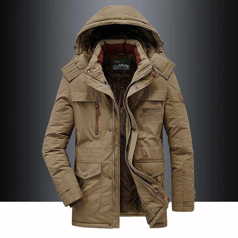 Mi-Long Hooded Parka with Zip for Men | Ideal for Winter