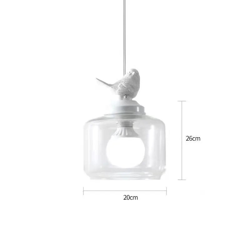 Bird Pendant Lamp | Glass-Stone Ceiling Light with Bird Motif | E27 LED Lamp | Modern Decorative Lighting | 20 cm
