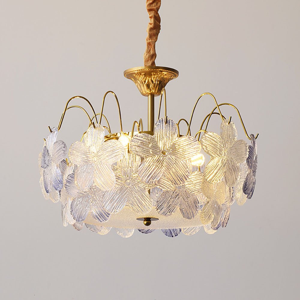 Vintage flower chandelier made of stained glass for the living room