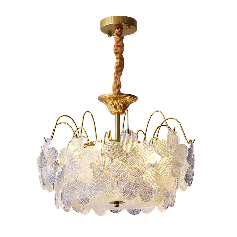 Vintage flower chandelier made of stained glass for the living room