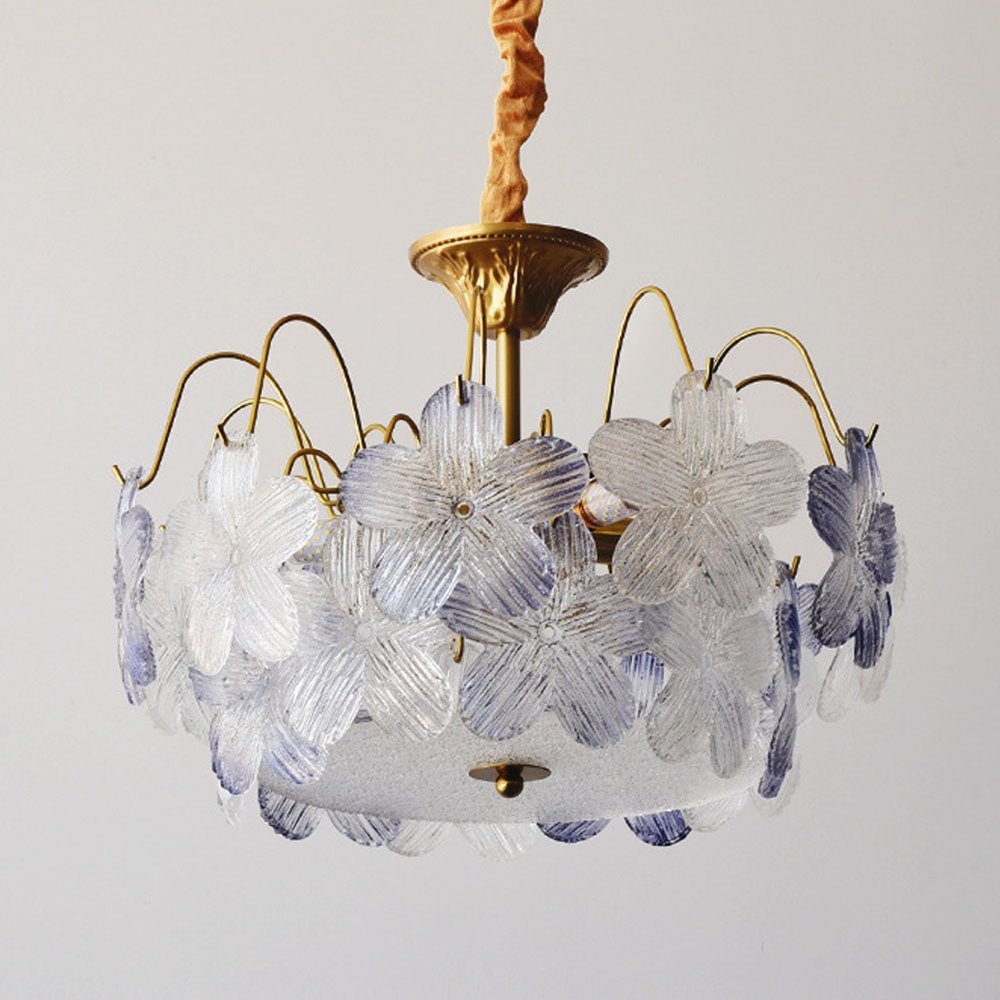 Vintage flower chandelier made of stained glass for the living room
