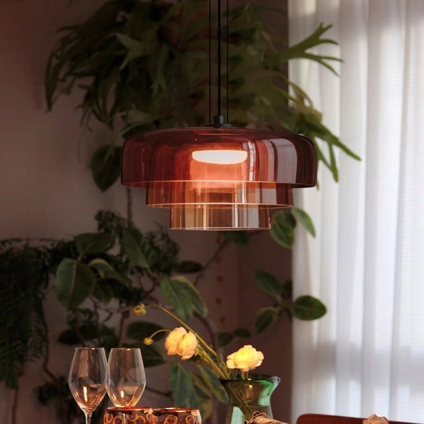Hanging lamp made of Norwegian glass
