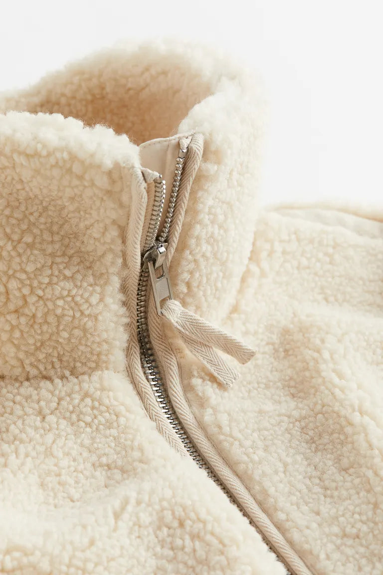 Women's Oversized Fleece Jacket with Zipper and High Collar | Comfortable Plush Winter Coat