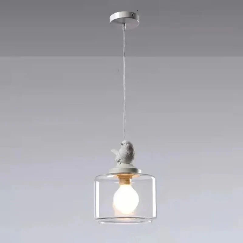 Bird Pendant Lamp | Glass-Stone Ceiling Light with Bird Motif | E27 LED Lamp | Modern Decorative Lighting | 20 cm