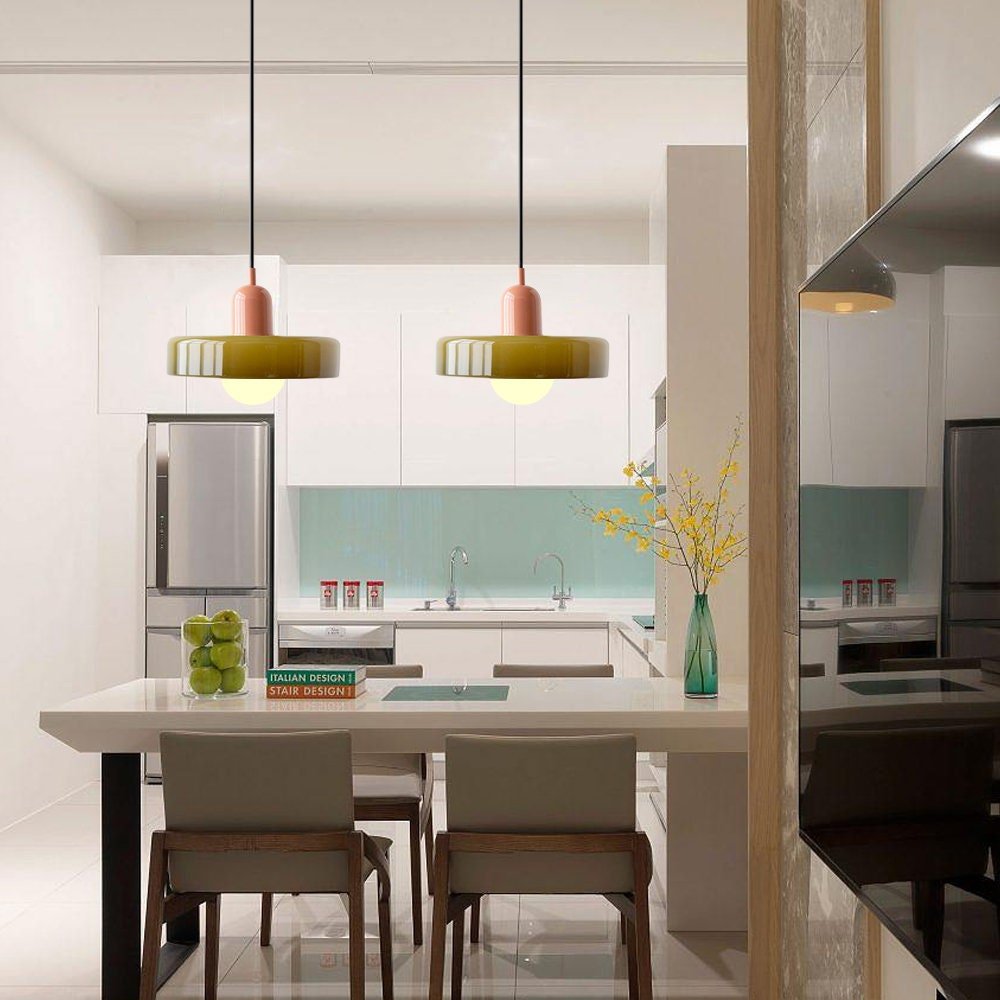 Bauhaus Pendant Lamp Made of Colored Glass