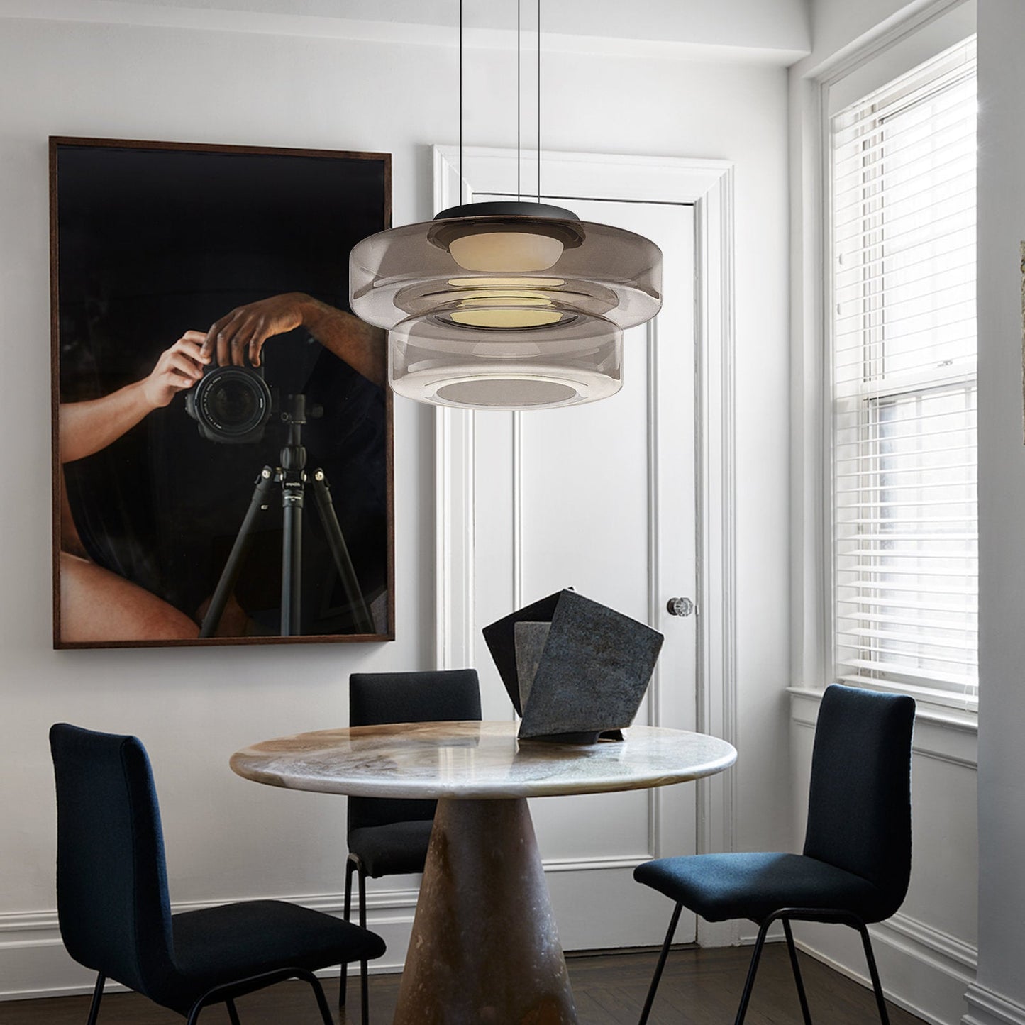Glass Pendant Lamps in Bauhaus Style