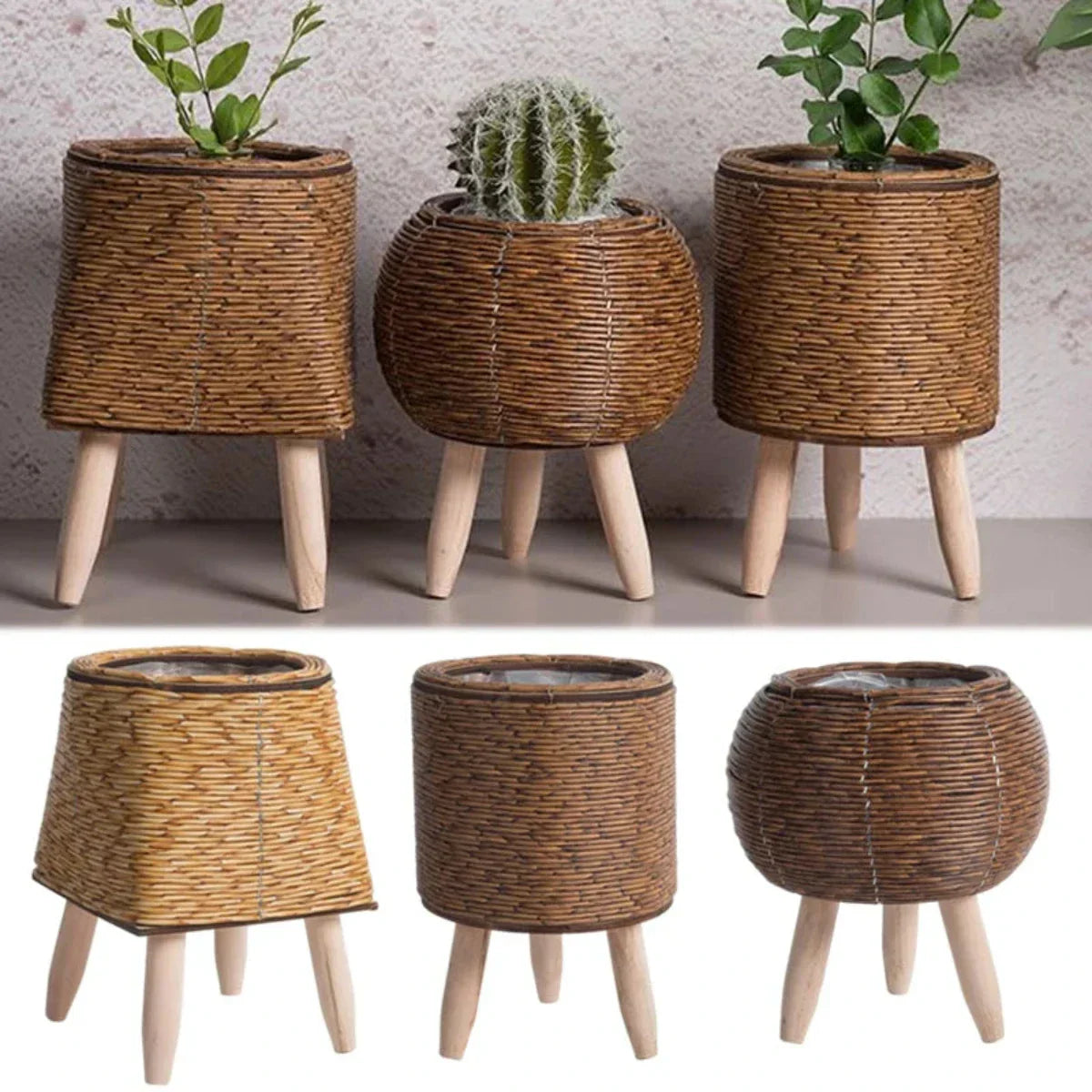 Scandinavische Plantenpot Liora Puck Binnen Buiten | Lichtgewicht Duurzaam Plastic | Natuurlijke Kleur Minimalistisch Ontwerp | Balkon Woonkamer Tuin