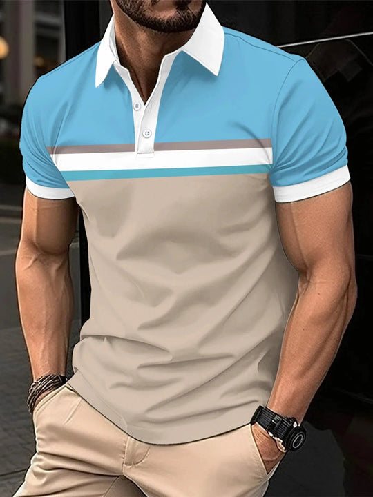 Striped Polo Shirt with Classic Collar for Men in Plus Size | Ideal for Summer