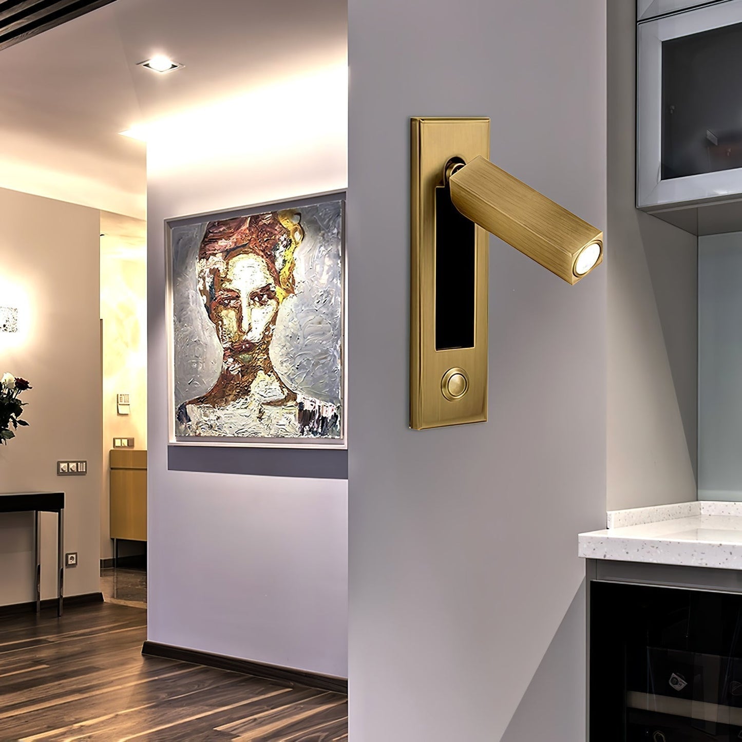 Minimalist Embedded Bedside Wall Sconce | Aluminum & Metal | Integrated 3000K LED | Adjustable Warm Light | Bedroom Accent