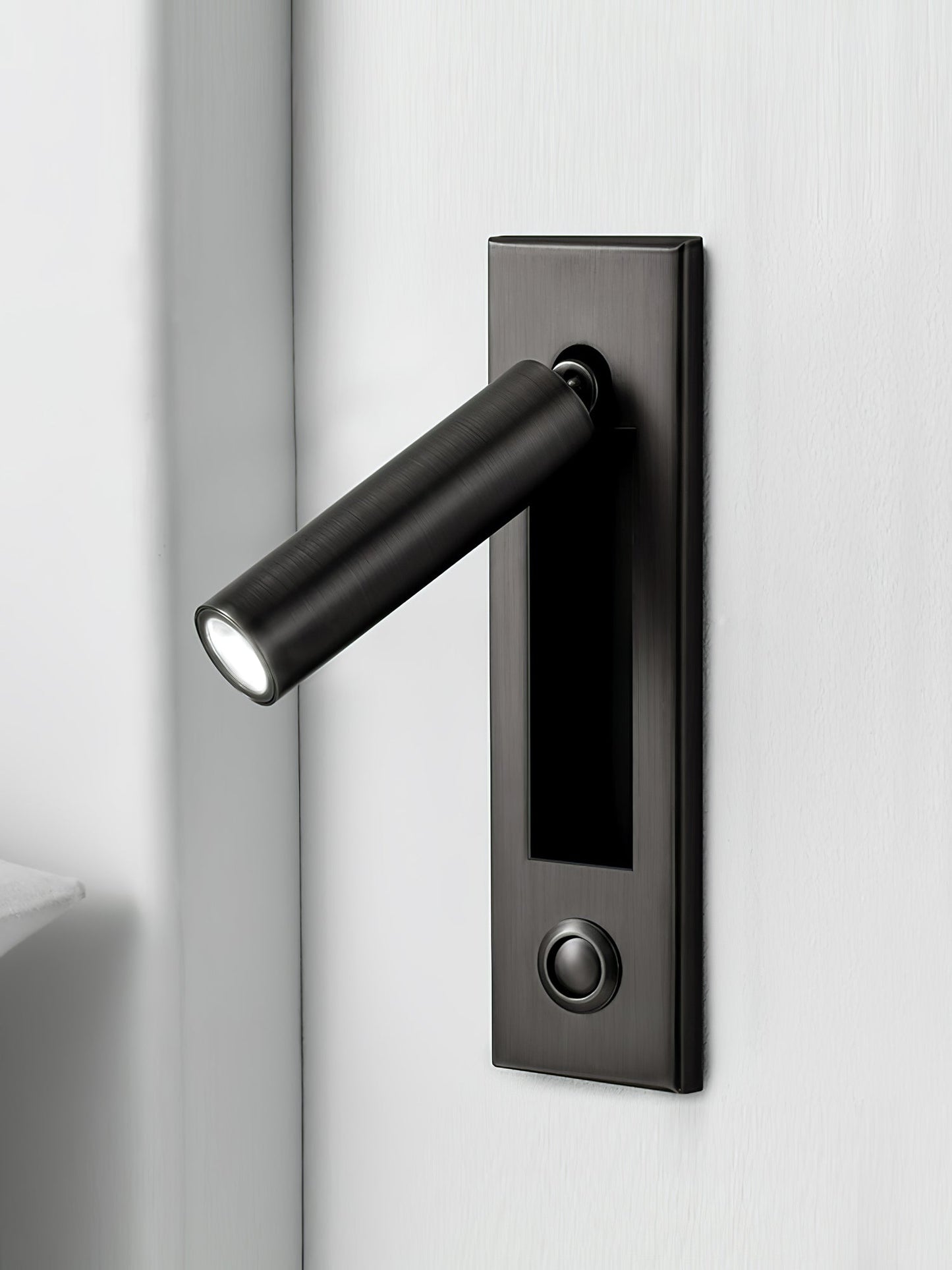 Minimalist Embedded Bedside Wall Sconce | Aluminum & Metal | Integrated 3000K LED | Adjustable Warm Light | Bedroom Accent