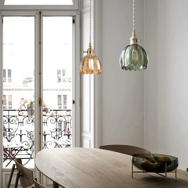 Japanese Retro Glass Flower Pendant Lamp