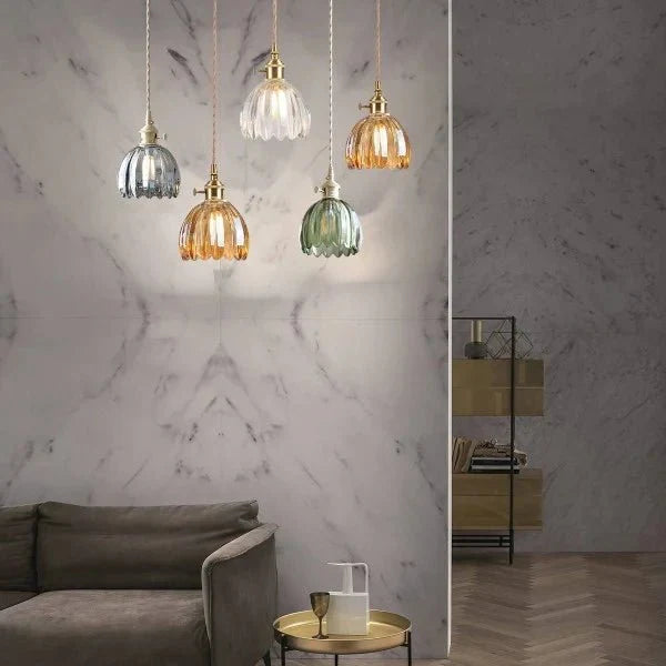 Japanese Retro Glass Flower Pendant Lamp