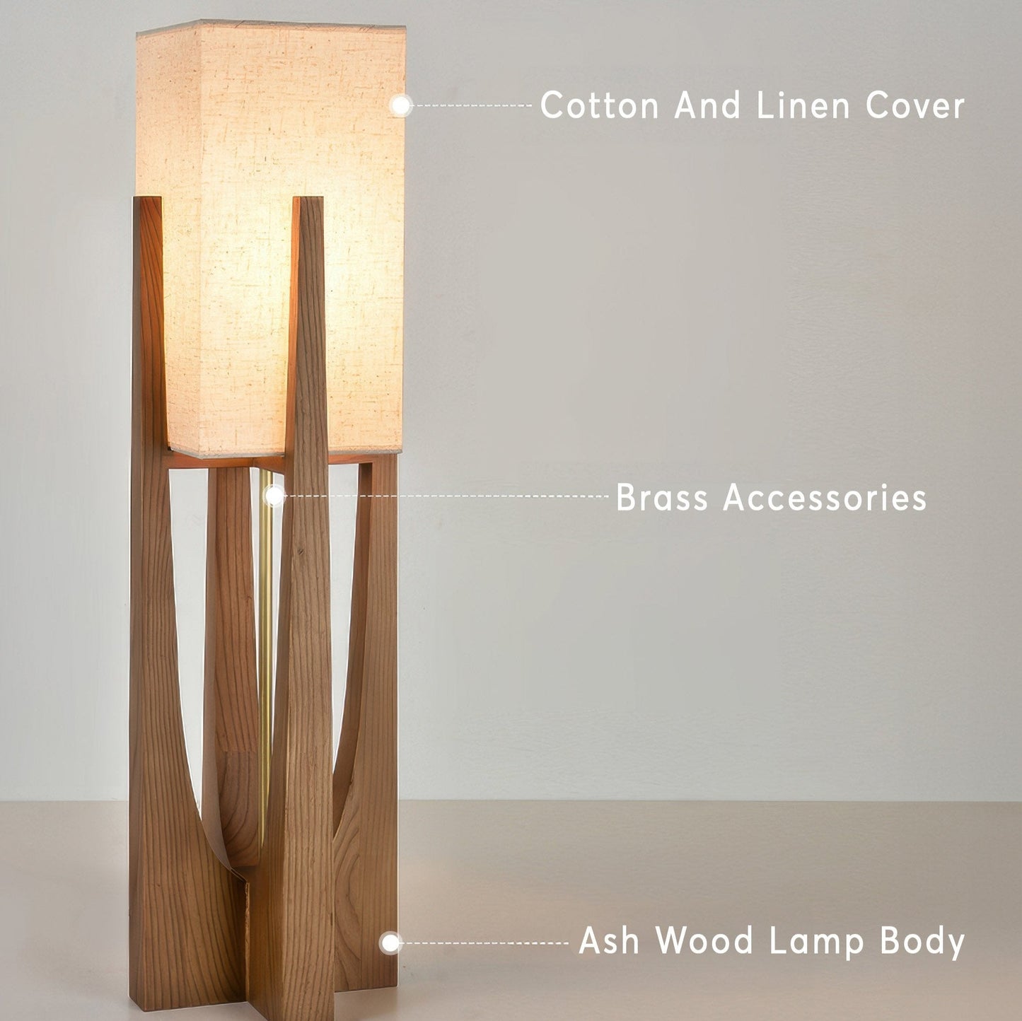 Japanese style walnut floor lamp simple solid wood lamp
