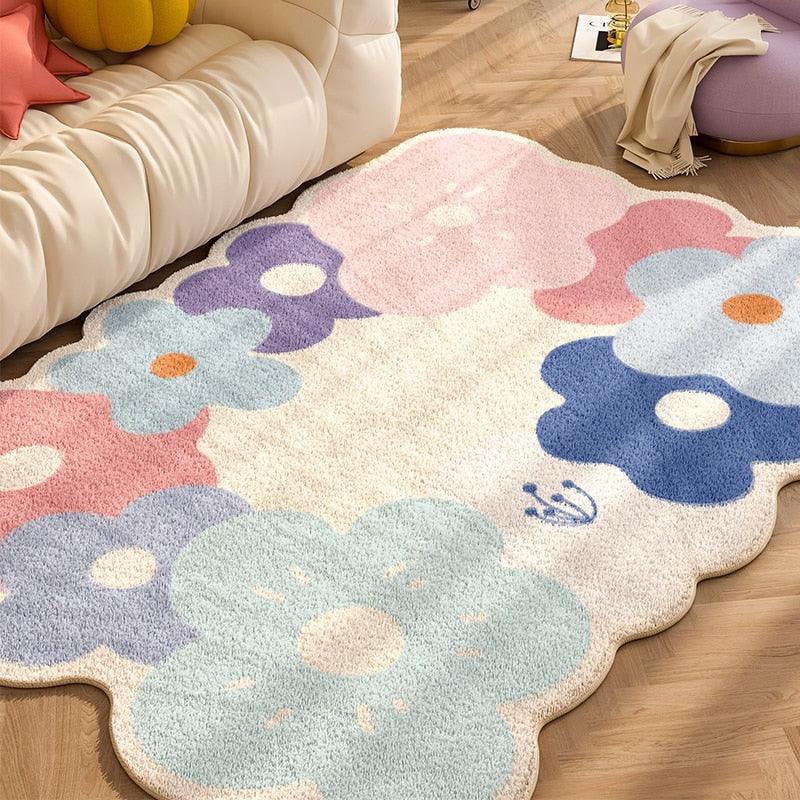 BloomHaven | Floral Rug for Home | Soft Wildflower Rug in Natural Design