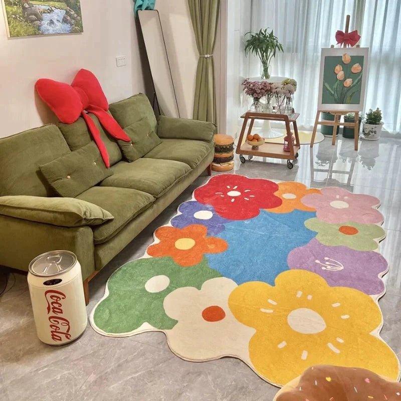 BloomHaven | Floral Rug for Home | Soft Wildflower Rug in Natural Design