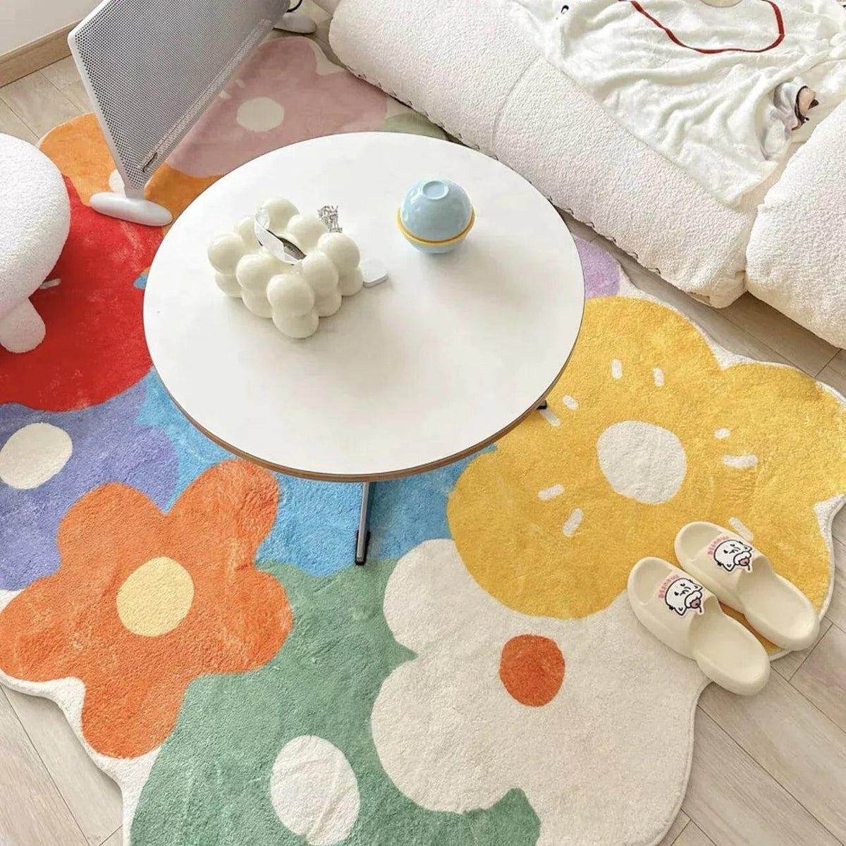BloomHaven | Floral Rug for Home | Soft Wildflower Rug in Natural Design