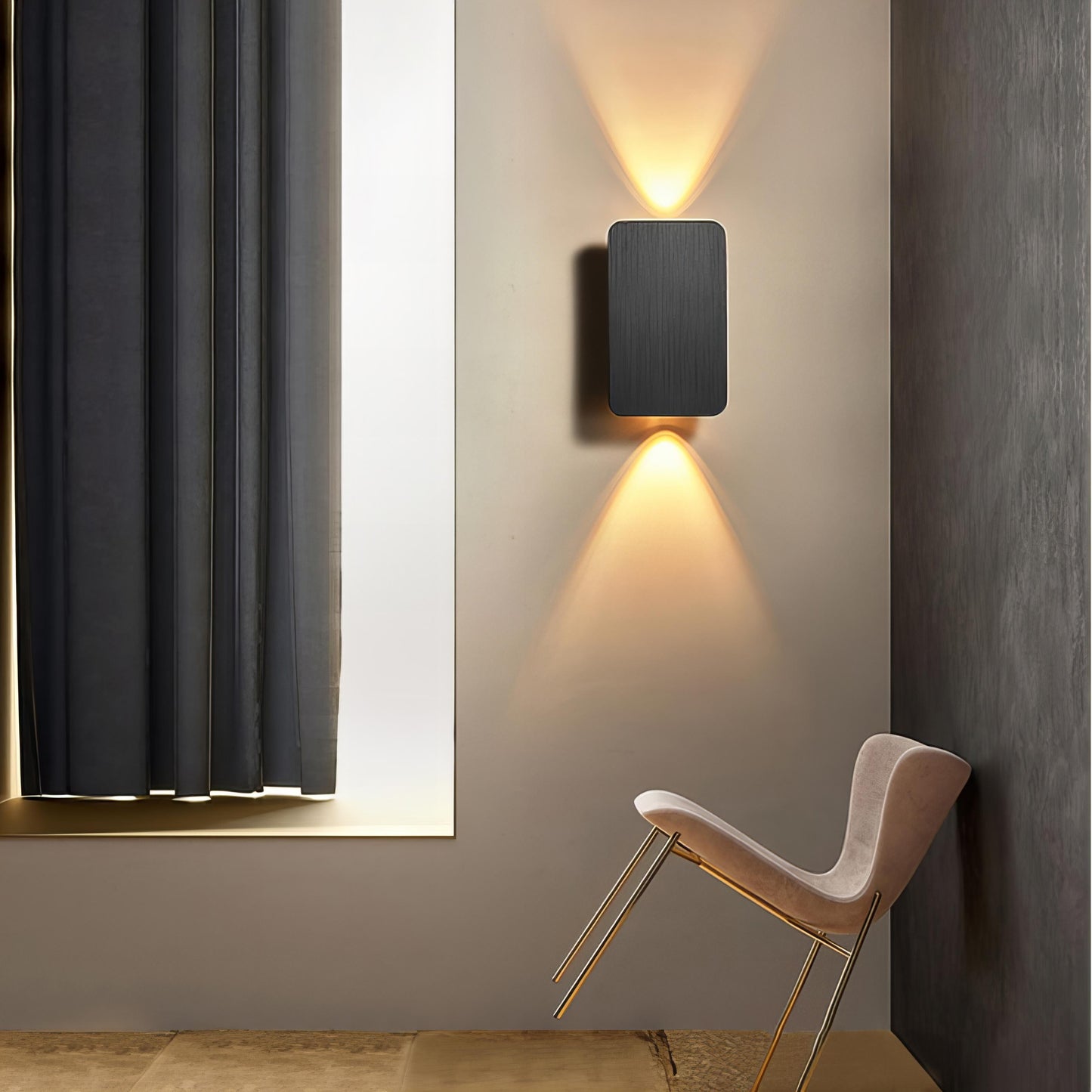 Rectangular LED Wall Lamp | Modern Up & Down Lighting | Aluminum Wall Fixture | Indoor Accent Light | Gray Black Gold Brown Finish
