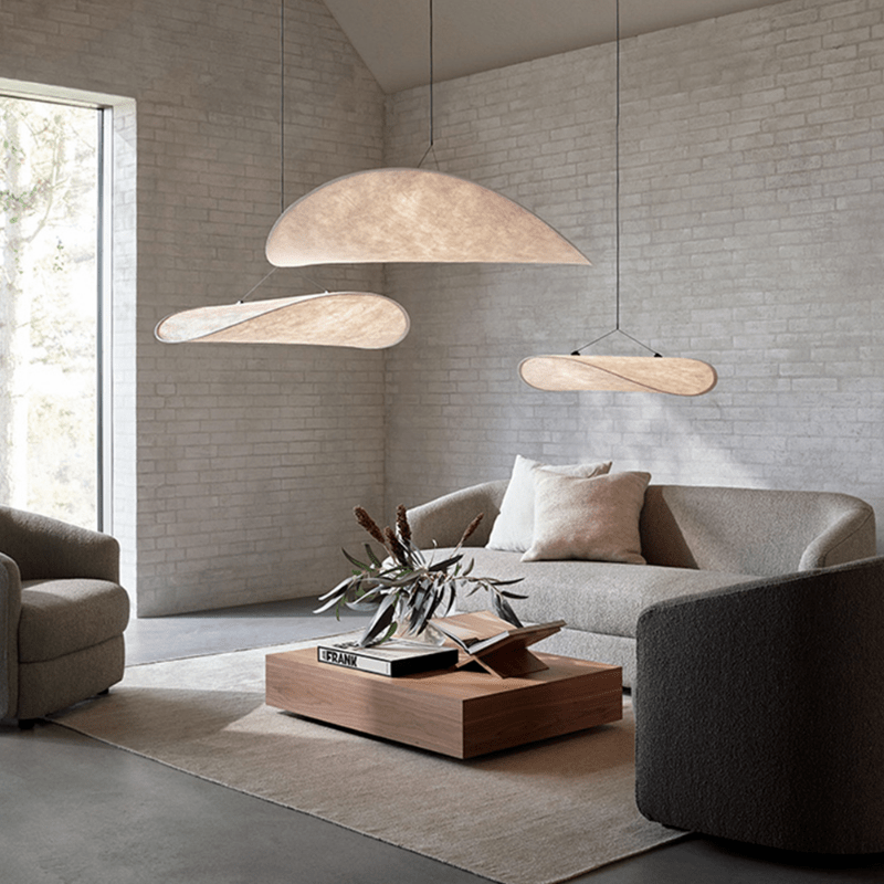 Japandi Style Silk Pendant Lamp Chandelier